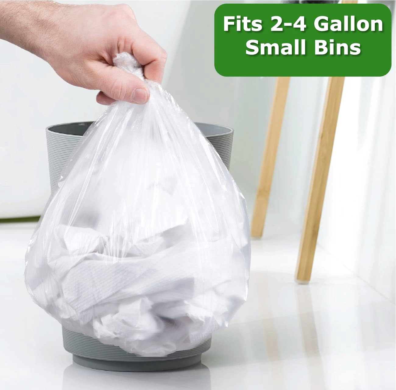 4 Gallon Trash Bags Small Bathroom Garbage Bags Clear Plastic Wastebasket Liners (200 Count)