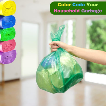 2.6 Gallon Garbage Bags Color Small Bathroom Trash Bags (200 Count, 5 Colors)