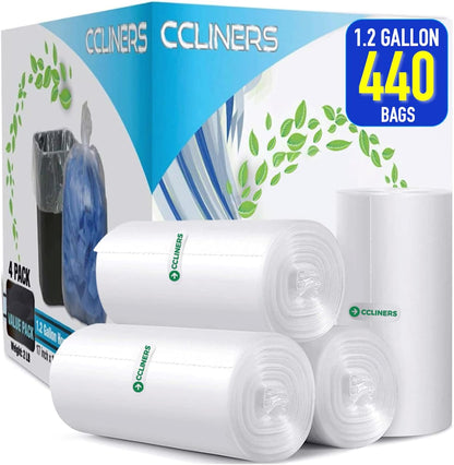 1.2 Gallon (5 Liter) Small Clear Trash Bags Bathroom Garbage Bags 1 Gallon (440 Bags)