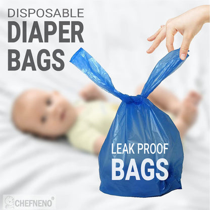 Baby Diaper Bag Disposable Fresh Baby Powder Scented Easy Tie Handles Diaper Sacks (500 Bags)