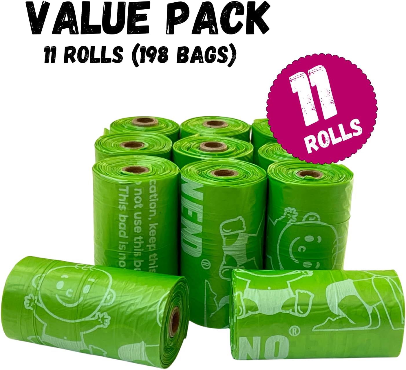 Baby Diaper Disposal Bags 11 Refill Rolls with Dispenser Diaper Sack (198 Bags)