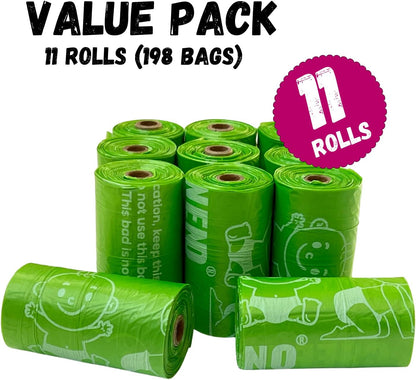 Baby Diaper Disposal Bags 11 Refill Rolls with Dispenser Diaper Sack (198 Bags)