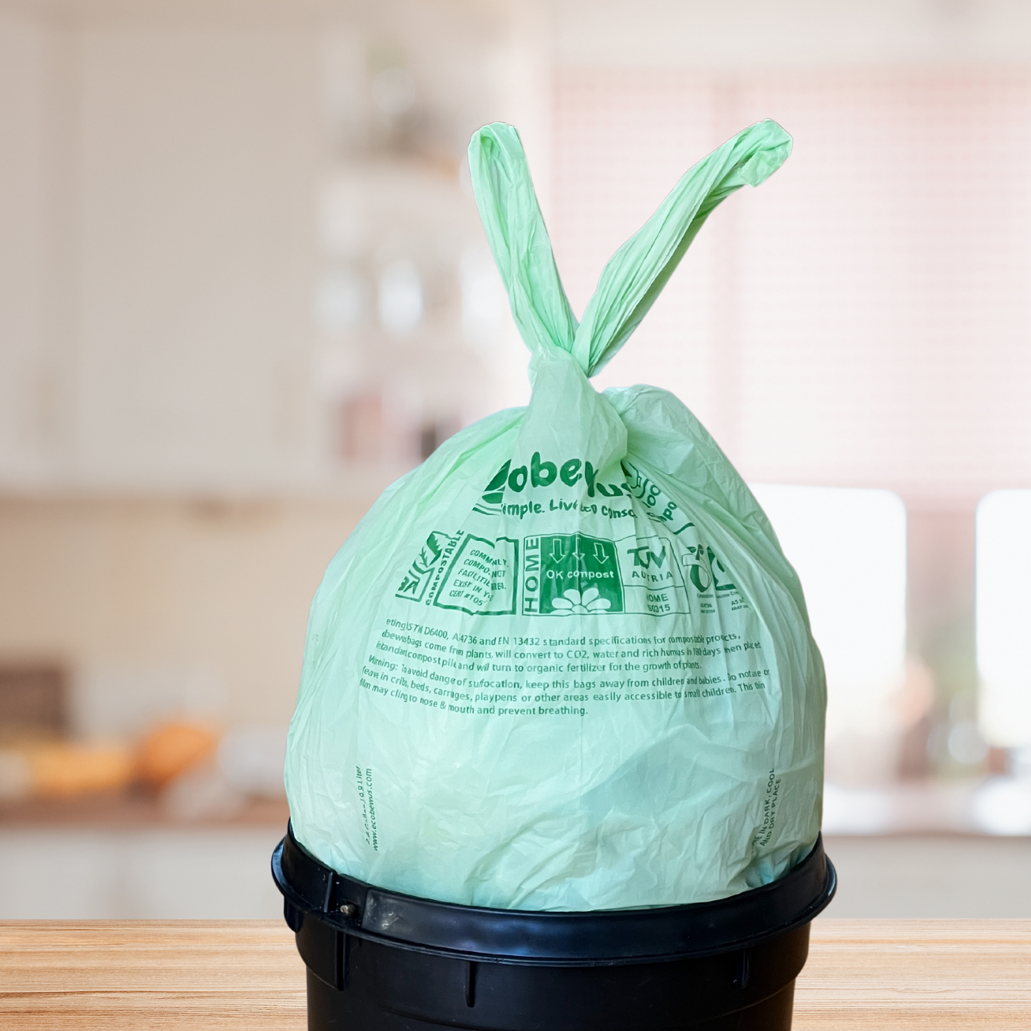 2.6 Gallon 100% Compostable Bags Handle Tie (110 Bags) Food Scrap Bags US BPI Certified ASTM D6400 (110 ct.)